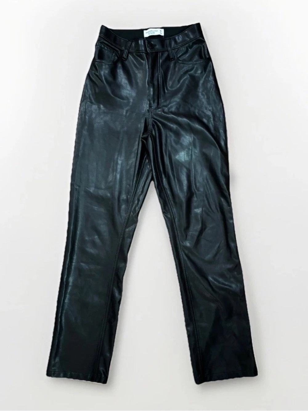 Abercrombie Curve Love 90s straight high rise leather pants size 2/26